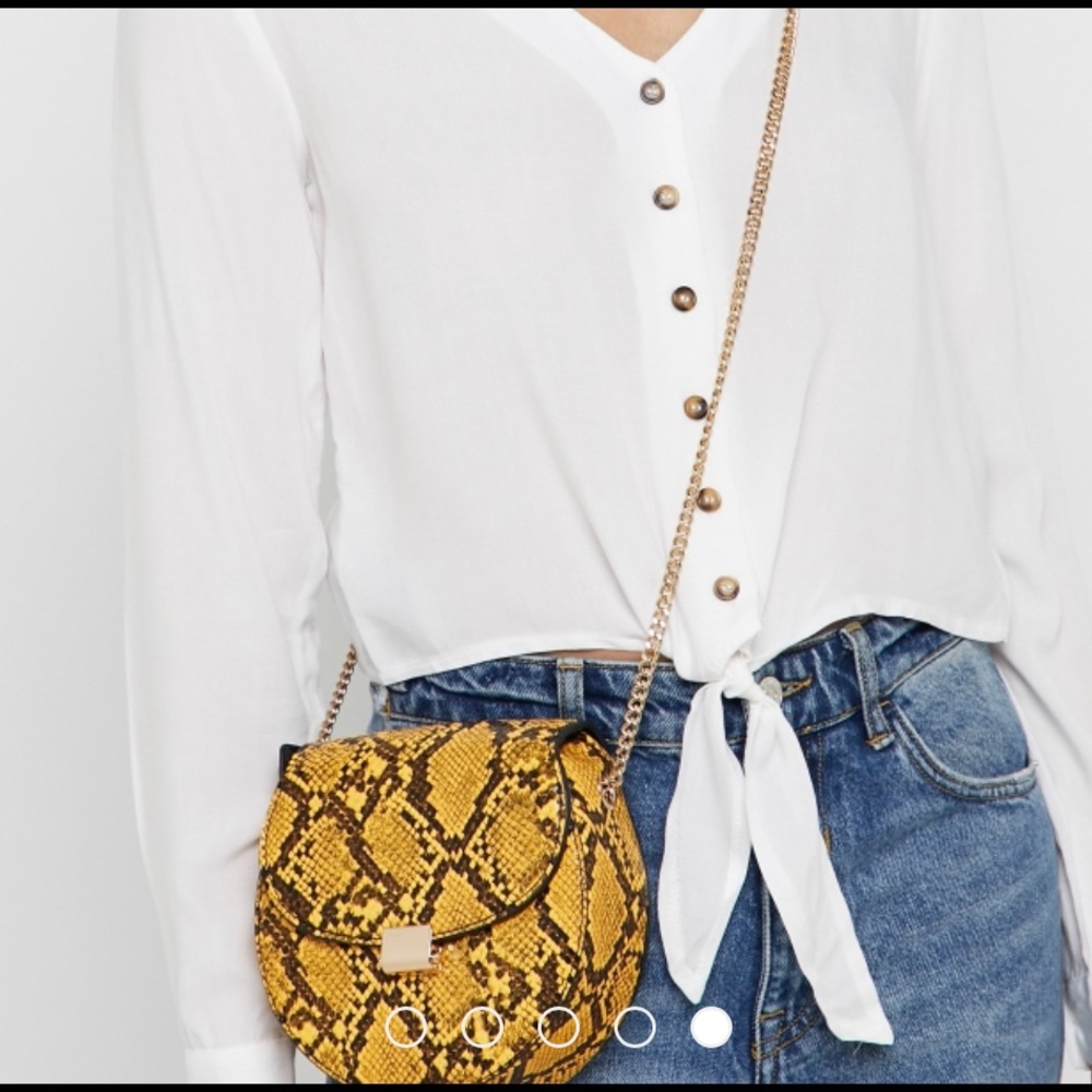 Mango Yellow Snake Skin Bag